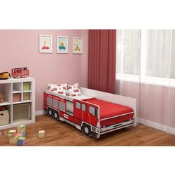 Pat ACMA Meble Acma VI/Fire Truck 80x160 saltea 7cm (Red)