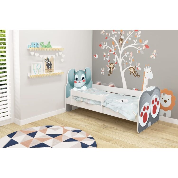 Кровать ACMA Meble Acma VII Animals/Bunny 80x160 бортик/матрас 7cm (Gray/Blue)
