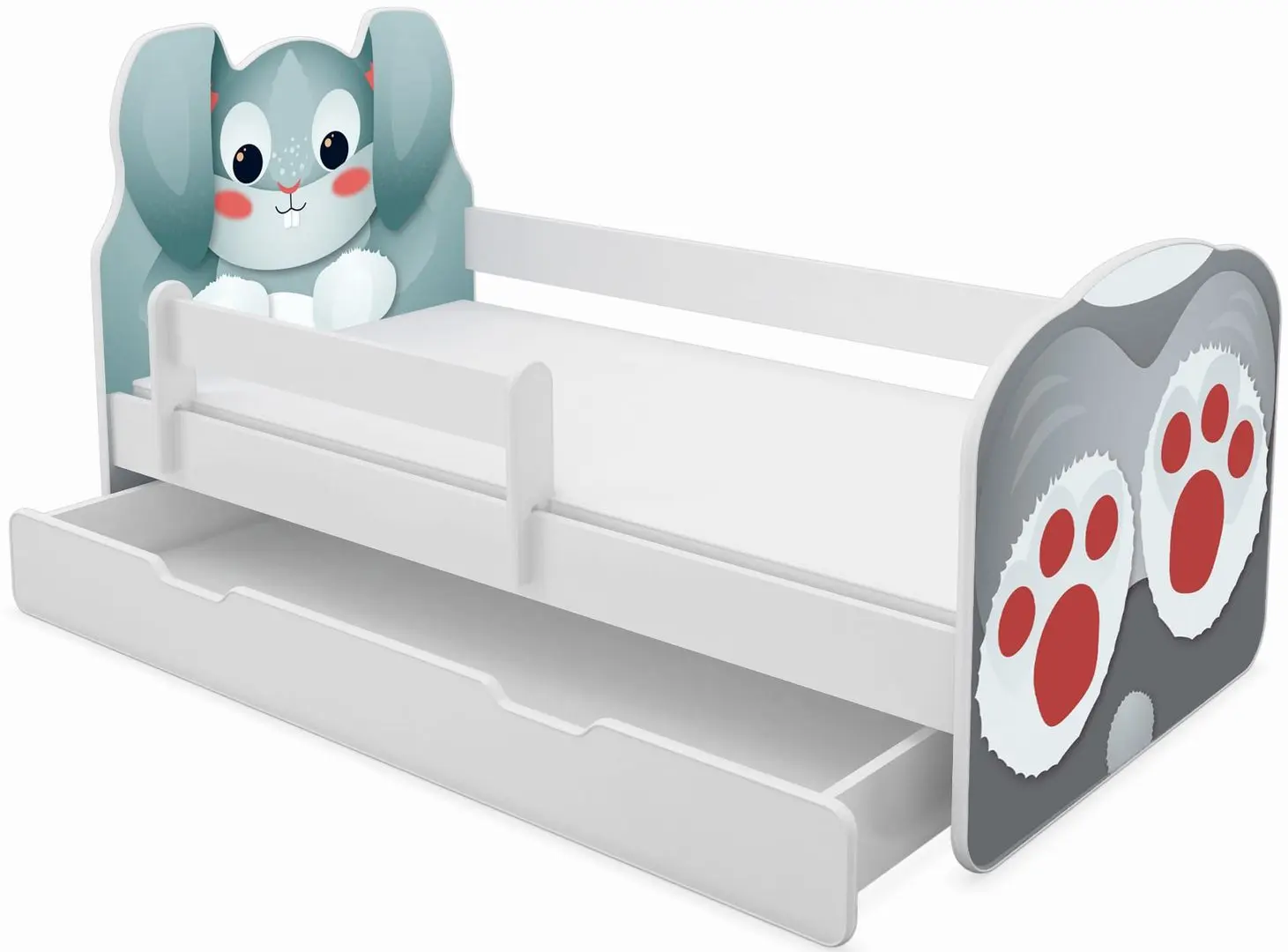 Кровать ACMA Meble Acma VII Animals/Bunny 80x160 бортик/ящик/матрас 7cm (Gray/Blue)