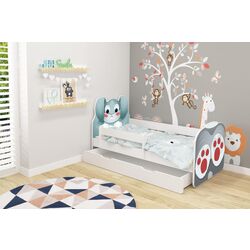 Pat ACMA Meble Acma VII Animals/Bunny 80x160 bariera/sertar/saltea 7cm (Gray/Blue)