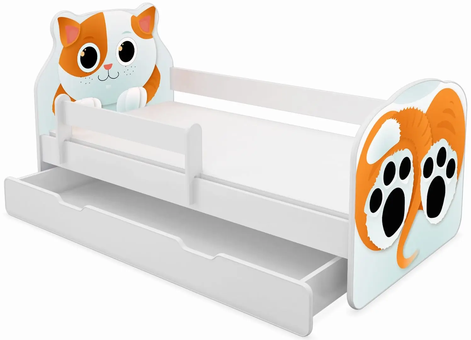 Pat ACMA Meble Acma VII Animals/Kitten 80x180 bariera/sertar/saltea 7cm (White/Orange)