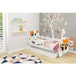 Pat ACMA Meble Acma VII Animals/Kitten 80x180 bariera/sertar/saltea 7cm (White/Orange)
