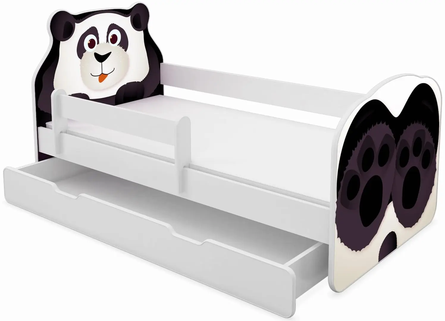 Pat ACMA Meble Acma VII Animals/Panda 70x140 bariera/sertar/saltea 6cm (White/Black)