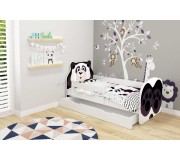 Pat ACMA Meble Acma VII Animals/Panda 70x140 bariera/sertar/saltea 6cm (White/Black)