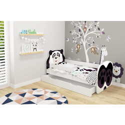 Pat ACMA Meble Acma VII Animals/Panda 80x160 bariera/sertar/saltea 7cm (White/Black)