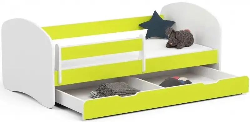 Pat Akord Smile cu saltea 80x160 (White/Lime) - 4