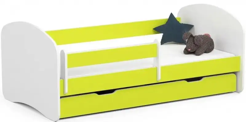 Pat Akord Smile cu saltea 80x160 (White/Lime)