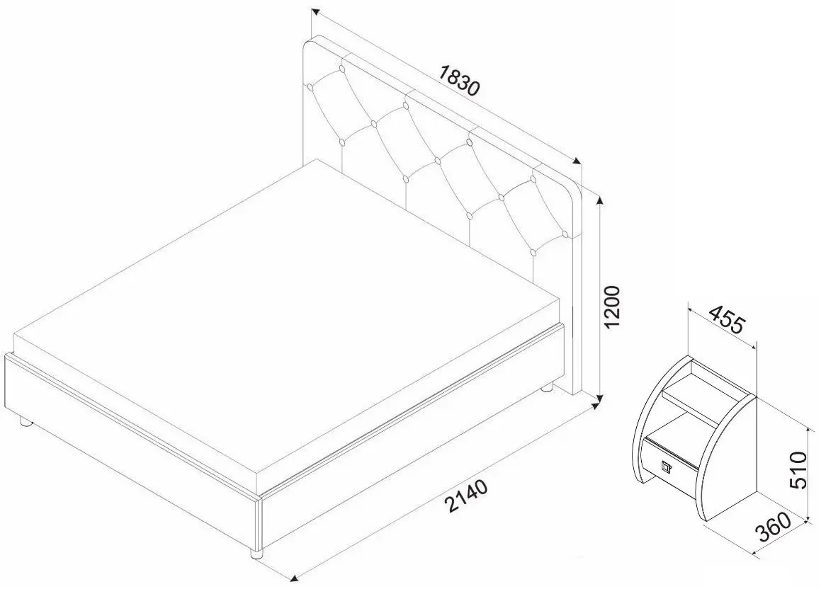 Pat + Noptiere Ambianta Cristal 1.6