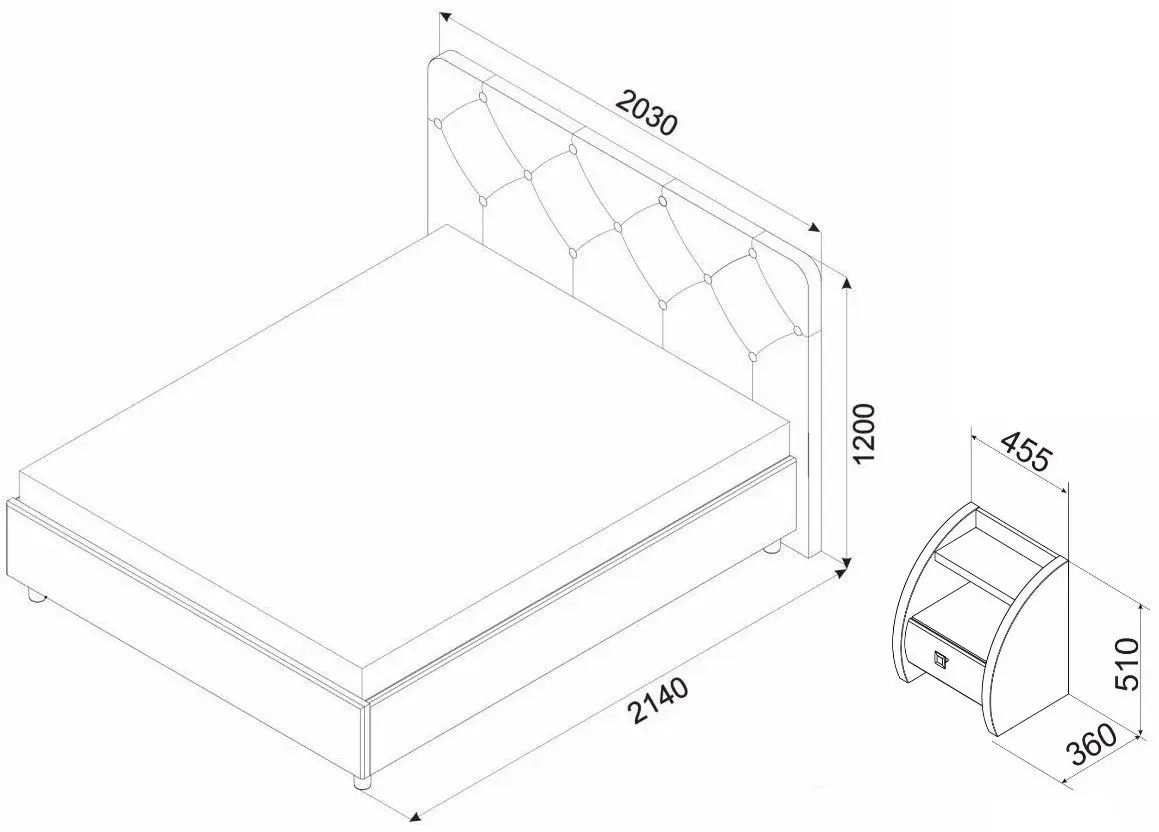 Pat + Noptiere Ambianta Cristal 1.8