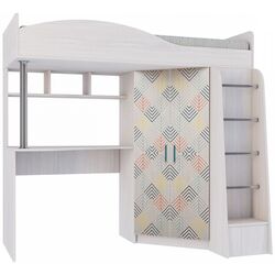 Кровать-чердак Астрид-Мебель Каприз 1 (Ясень Анкор Светлый/Ёлочки)