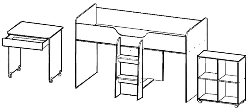 Кровать-чердак Astrid-Mebel Каприз 14 (Ясень Анкор Светлый)