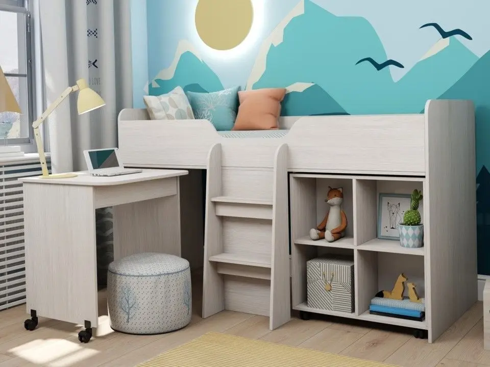 Кровать-чердак Astrid-Mebel Каприз 14 (Ясень Анкор Светлый)