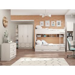 Двухъярусная кровать Астрид-Мебель Принцесса 10 3D 80х200 (Ясень Анкор Белый) Thumb