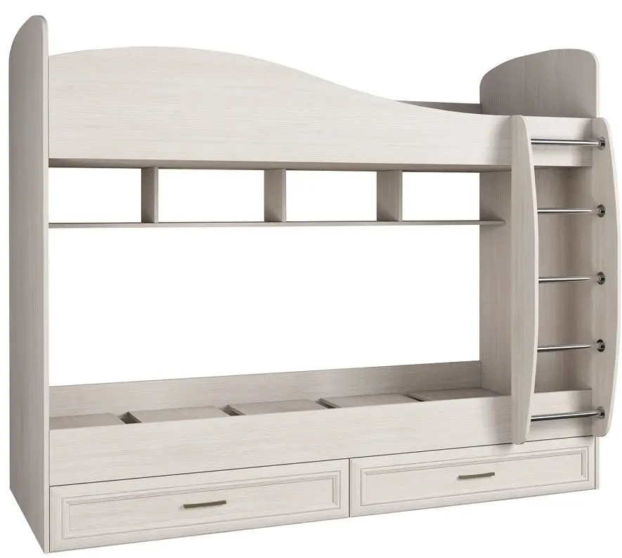 Двухъярусная кровать Астрид-Мебель Принцесса 10 3D 80х200 (Ясень Анкор Белый)