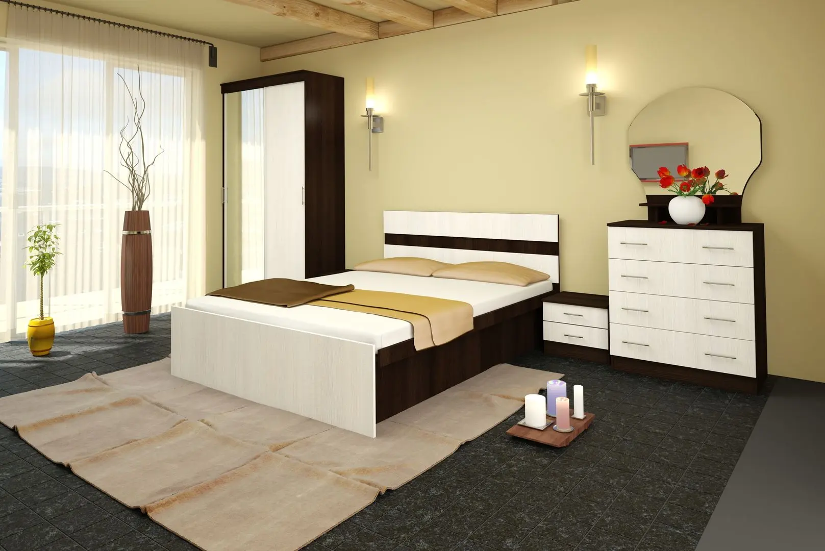 Pat Астрид-Мебель Nika 5 Н-10 Wenge Oak/Ash Anchor White (cu mec. de ridicare) - 3