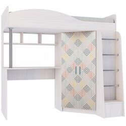 Кровать-чердак Астрид-Мебель Каприз 1 (Ясень Aнкор Белый/Ёлочки)