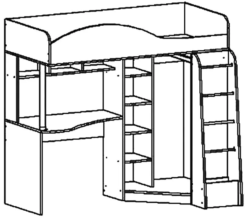 Кровать-Чердак Астрид-Мебель Каприз 2 (Сосна Нордик)