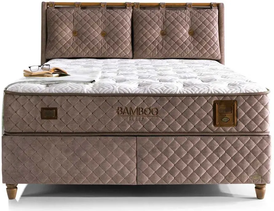 Pat Bambi Bamboo Sleep cu saltea 160x200 (Cappuccino) - 6