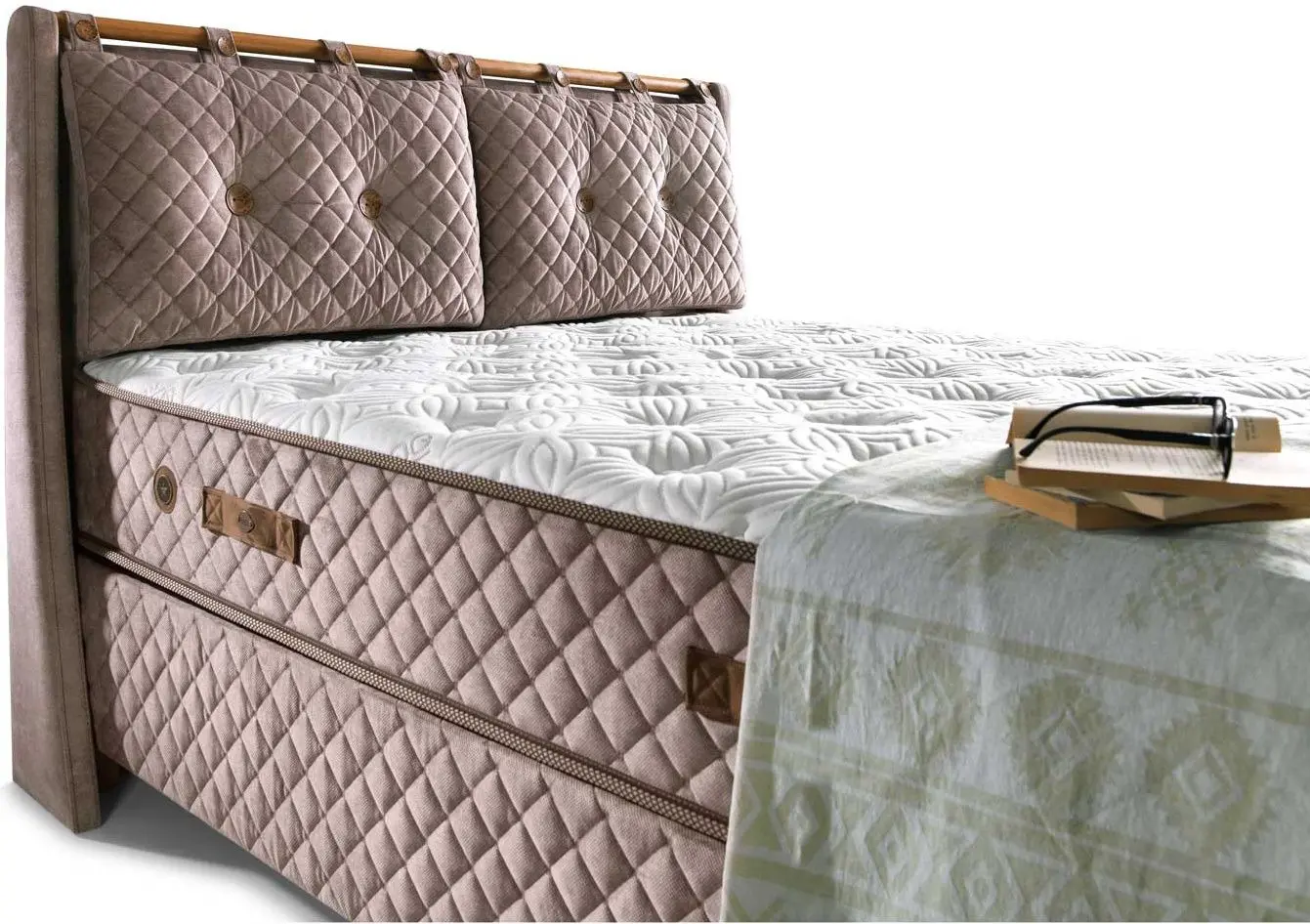 Pat Bambi Bamboo Sleep cu saltea 180x200 (Cappuccino) - 9