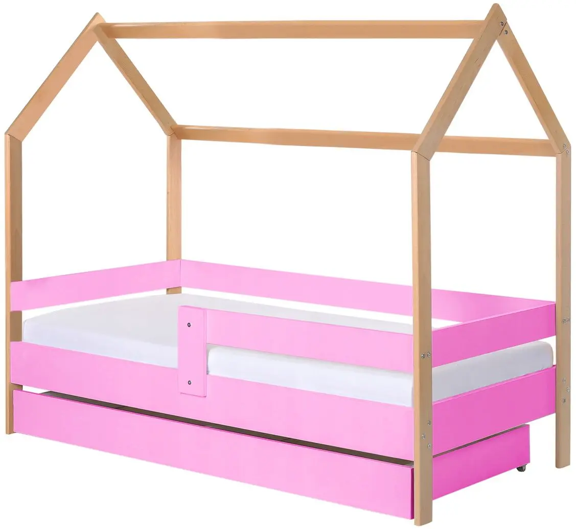 Кровать BellaLuni Domek 80x160 с ящиком (Beech/Pink)