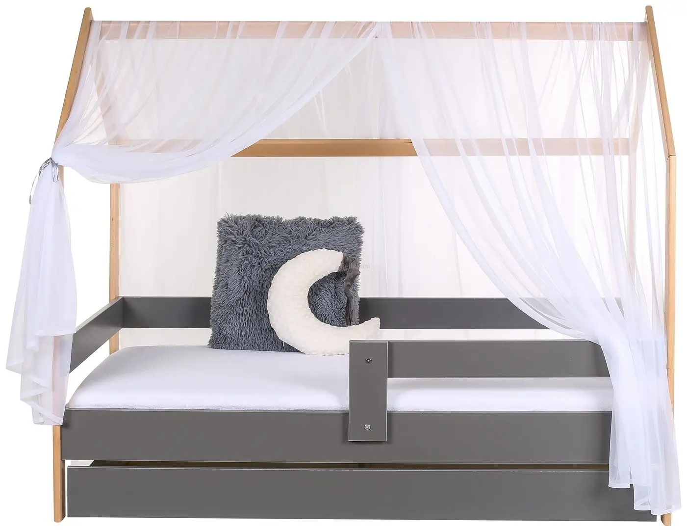 Кровать BellaLuni Domek 80x160 с ящиком/матрасом (Beech/Graphite) - 7