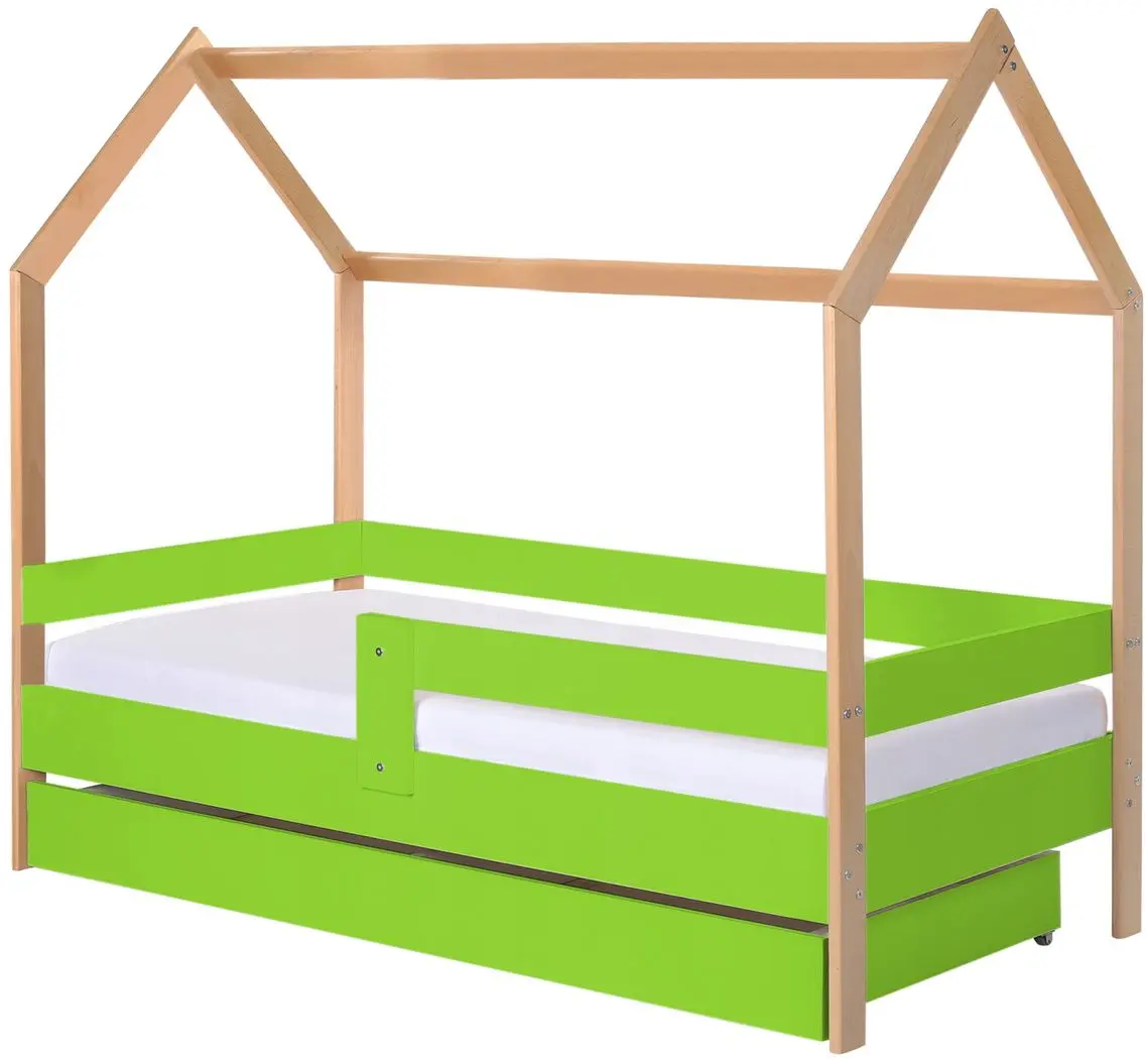 Кровать BellaLuni Domek 80x180 с ящиком (Beech/Green)