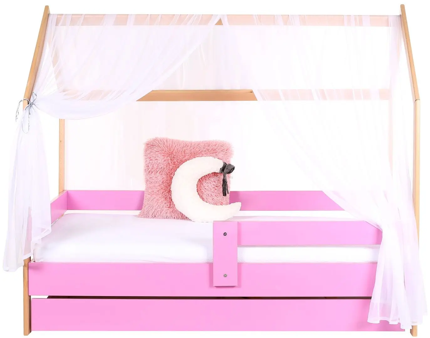 Pat BellaLuni Domek 80x180 cu sertar (Beech/Pink) - 5