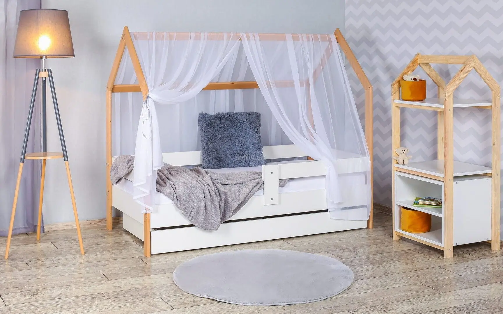 Pat BellaLuni Domek 80x180 cu sertar (Beech/White) - 3