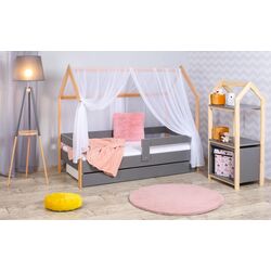 Pat BellaLuni Domek 80x180 cu sertar/saltea (Beech/Graphite) Thumb