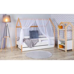 Кровать BellaLuni Domek 80x160 с ящиком/матрасом (Beech/White) Thumb