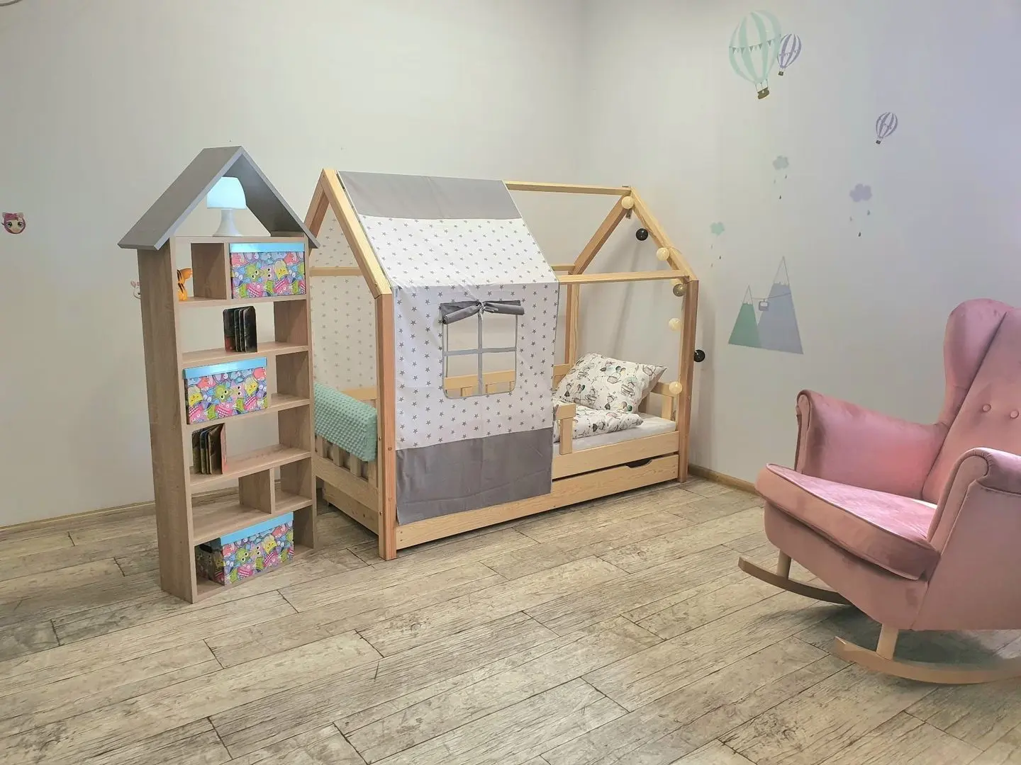 Кровать BellaLuni Domek с ящиком 90x180 (Natural Pine) - 4