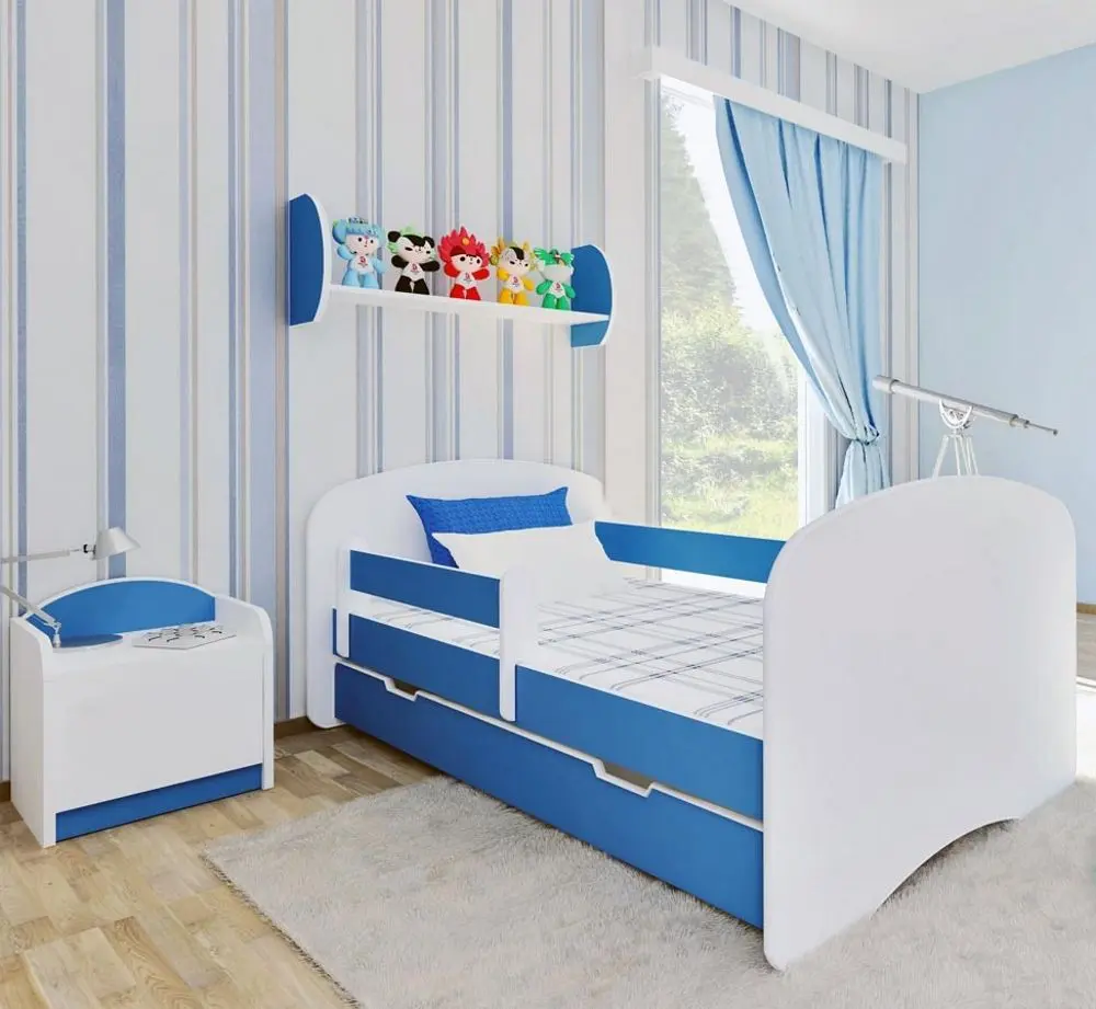 Pat BellaLuni Happy 80x160 cu sertar/saltea (White/Blue) - 2