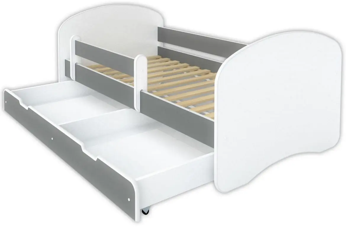 Кровать BellaLuni Happy 80x160 с ящиком/матрасом (White/Graphite)