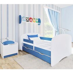 Pat BellaLuni Happy 90x180 cu sertar/saltea (White/Blue)