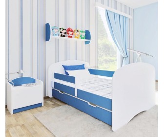 Pat BellaLuni Happy 90x180 cu sertar/saltea (White/Blue)