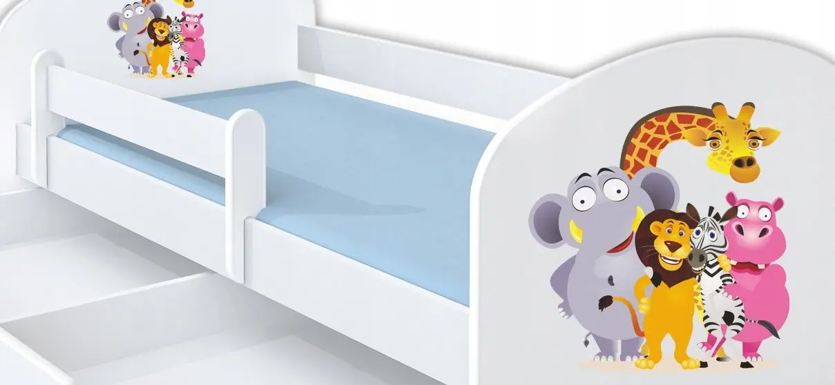 Pat BellaLuni Happy Animals №7 cu sertar/saltea 70x140 (White) - 2