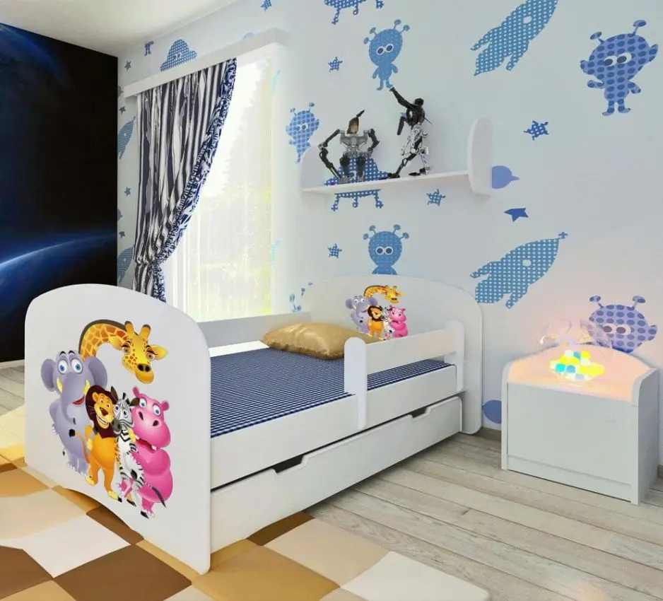 Pat BellaLuni Happy Animals №7 cu sertar/saltea 80x160 (White) - 3