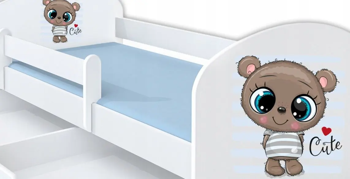 Кровать BellaLuni Happy Cute Miss №6 с ящиком/матрасом 90x180 (White) - 3