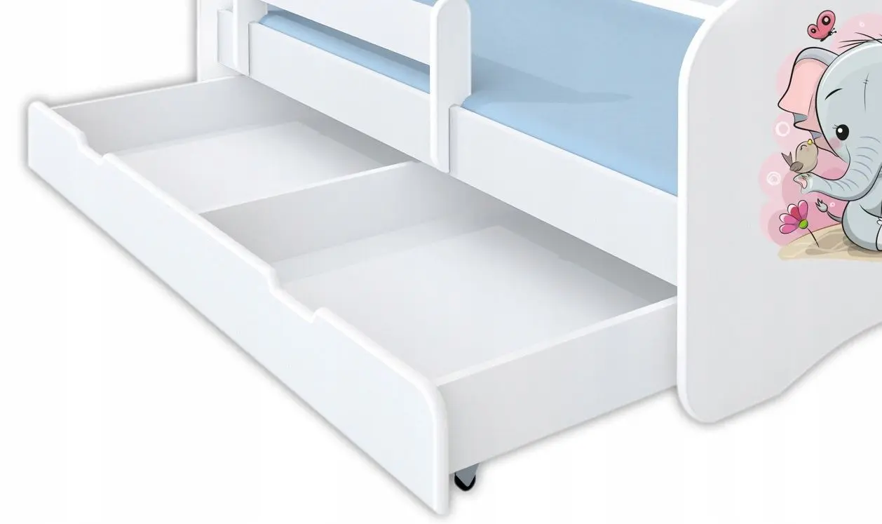 Кровать BellaLuni Happy Elephant №10 с ящиком/матрасом 90x180 (White) - 2