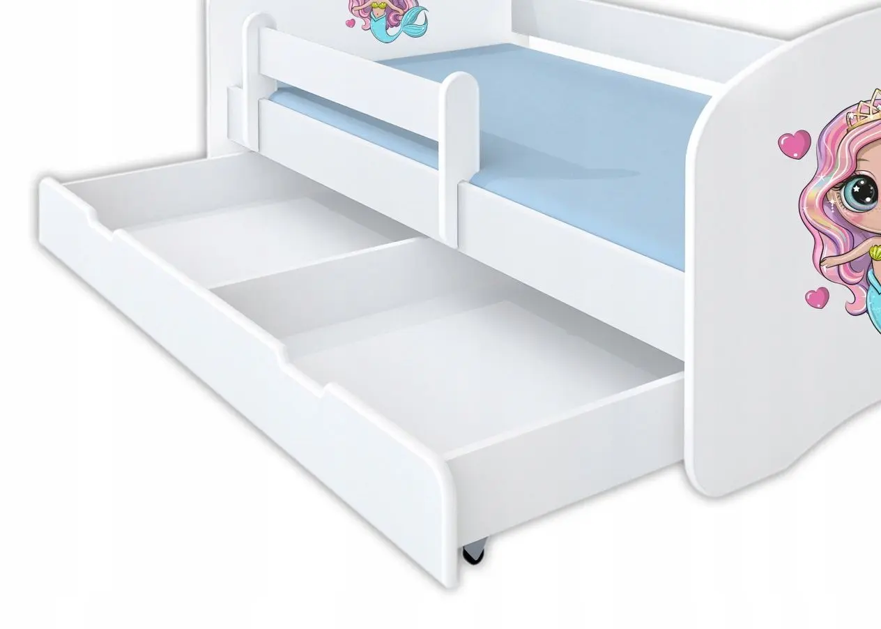 Кровать BellaLuni Happy Mermaid Nr.9 с ящиком/матрасом 80x160 (White) - 2