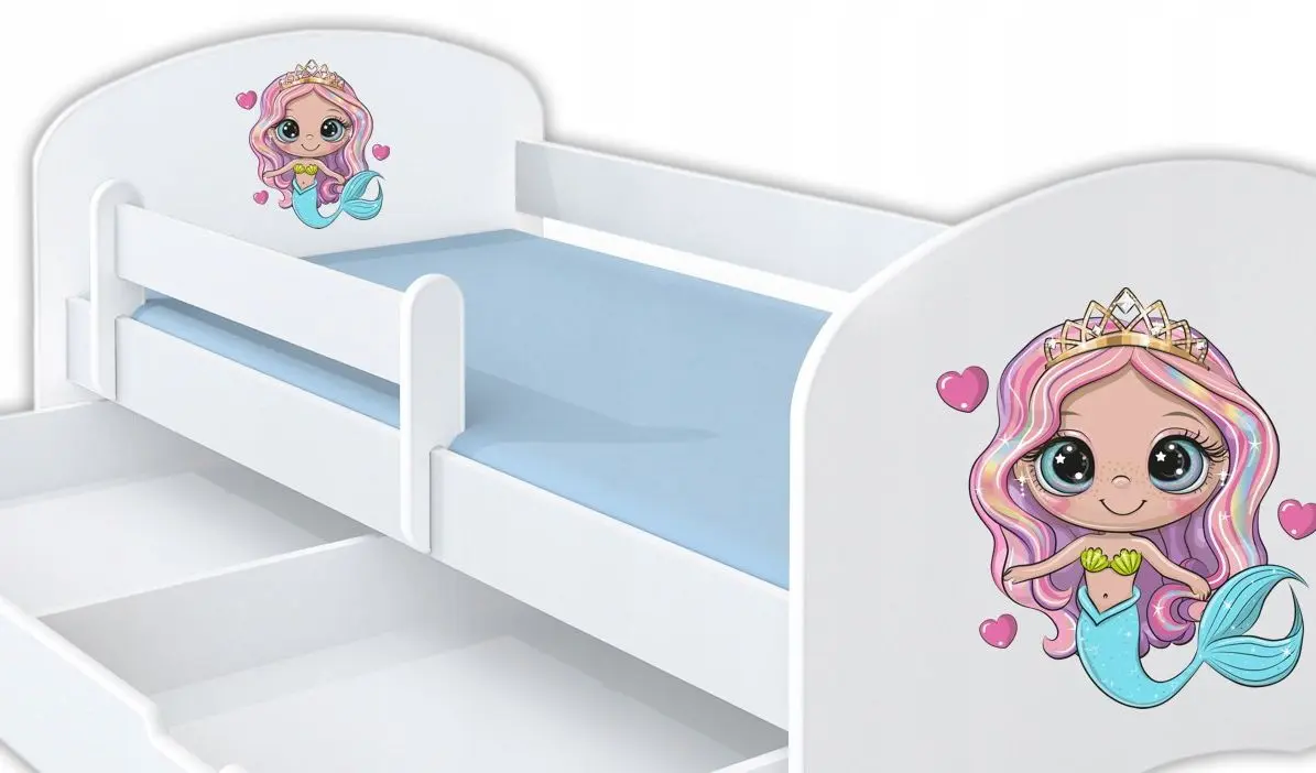 Кровать BellaLuni Happy Mermaid №9 с ящиком/матрасом 90x180 (White) - 3