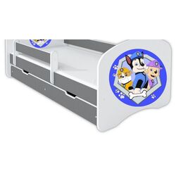 Pat BellaLuni Happy Paw Patrol Nr.1 cu sertar/saltea 80x160 (Graphite/White) Thumb