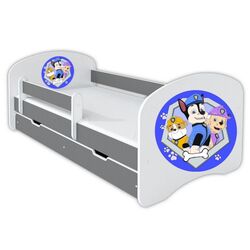 Pat BellaLuni Happy Paw Patrol №1 cu sertar/saltea 90x180 (Graphite/White)