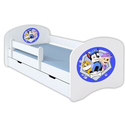 Pat BellaLuni Happy Paw Patrol №3 cu sertar/saltea 70x140 (White/Blue)