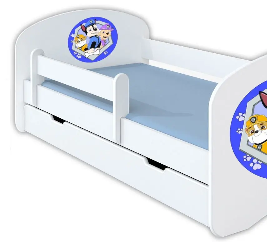 Pat BellaLuni Happy Paw Patrol №3 cu sertar/saltea 80x160 (White/Blue) - 2