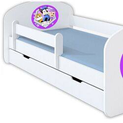 Кровать BellaLuni Happy Paw Patrol Nr.4 с ящиком/матрасом 90x180 (White/Violet) Thumb