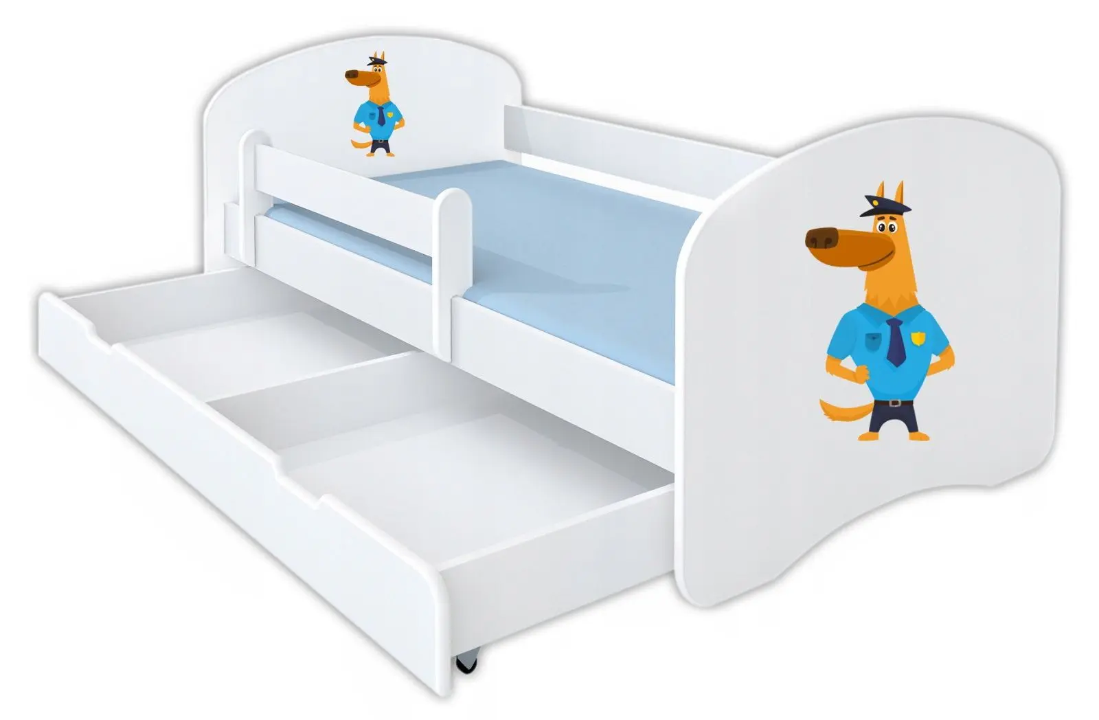 Pat BellaLuni Happy Police Nr.12 cu sertar/saltea 70x140 (White)