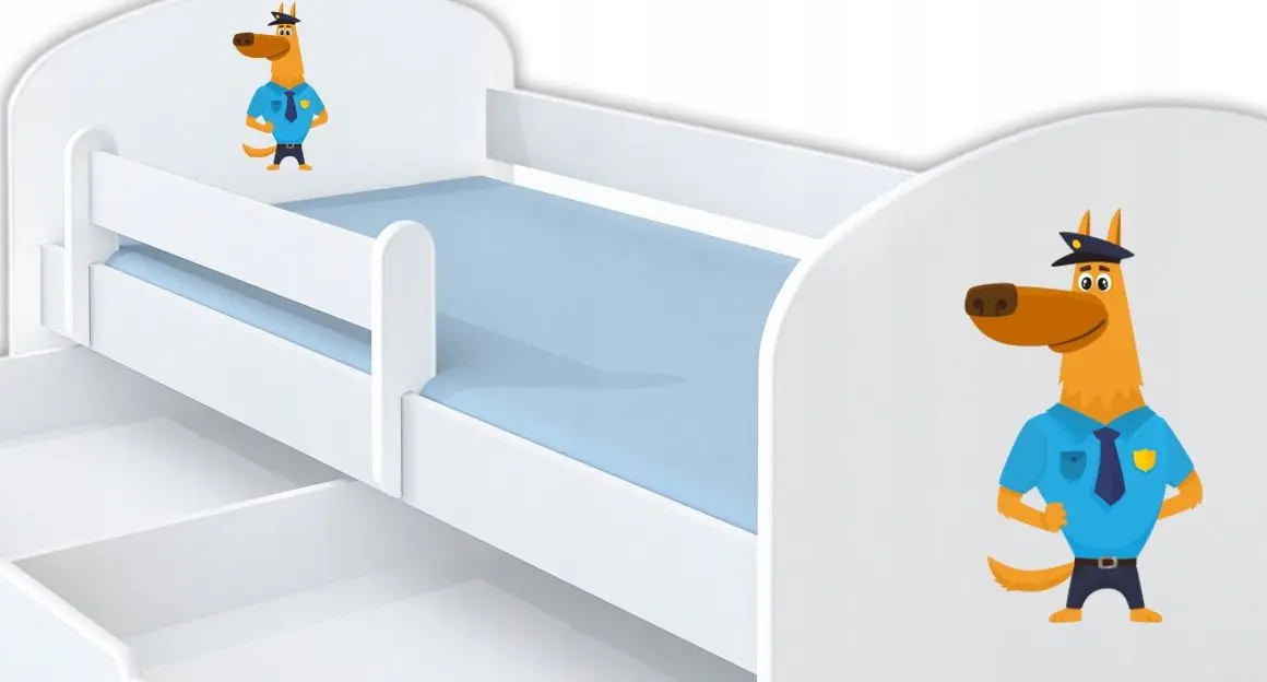 Pat BellaLuni Happy Police Nr.12 cu sertar/saltea 80x160 (White) - 3