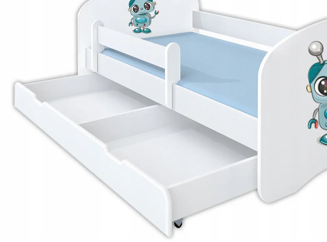 Кровать BellaLuni Happy Robot №11 с ящиком/матрасом 70x140 (White) - 2