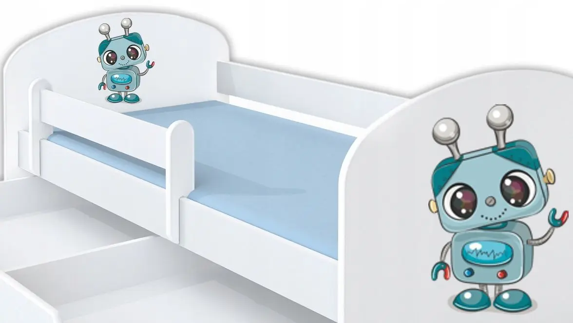 Кровать BellaLuni Happy Robot №11 с ящиком/матрасом 90x180 (White) - 3